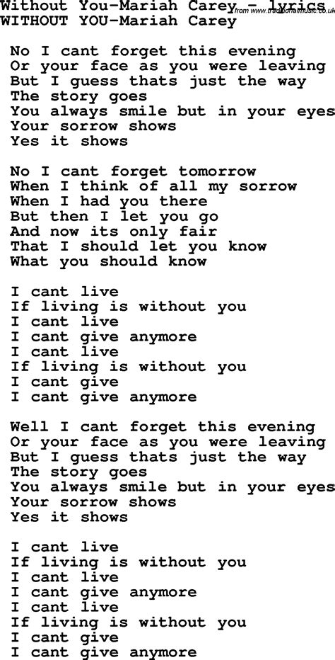 lyrics for without you